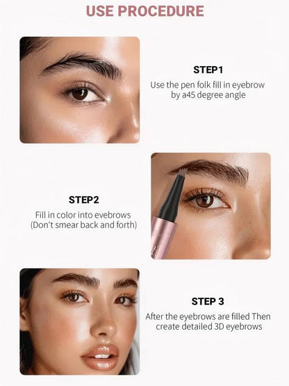 4-Tip Microblade Brow Pen - Waterproof Liquid Eyebrow Pencil for Natural Hair-Like Strokes